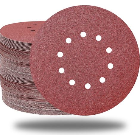 Packung Mit 20 Schleifscheiben (23 Cm, 10 Löcher) Mit Klebestreifen, Körnung 240, Für Gips Und Holzmöbel