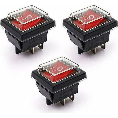 5 Stück Rote Wippschalter Mit Ein/aus-funktion Und Wasserdichter Abdeckung, 16 A/250 V, 20 A/125 V Ac (dpst)