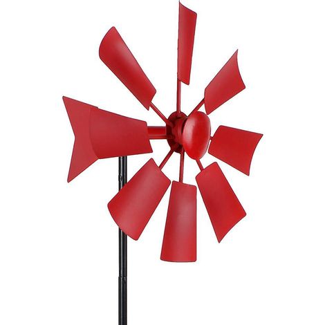 Rote Windmühle Aus Metall, Gartenpfahl, Windspiel, Windskulpturen Für Terrasse, Garten, Rasen, Retro-außendekoration Für Hof Und Garten