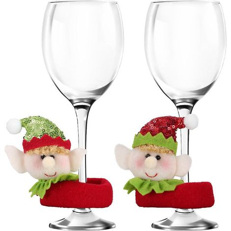 4-teiliges Weihnachtsweinglas-set Mit Pailletten-stoffelfe, Elfengeschenk Für Männer Und Frauen, Weihnachtsdekoration Für Paare
