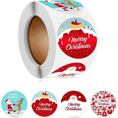 Weihnachtsgeschenk, 500 Stück/rolle Selbstklebende Weihnachtsaufkleber Für Geschenktüten, Geschenkpapier, Karten, Umschläge, Weihnachtsaufkleber Und Geschenkanhänger