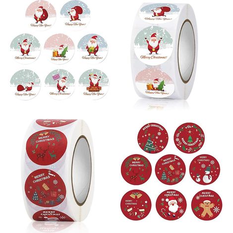 Weihnachtsaufkleberrolle, Selbstklebende Weihnachtsetiketten, Geschenkaufkleber, Etikettenrolle, Kraftpapieraufkleber, Weihnachts-bric-aufkleber