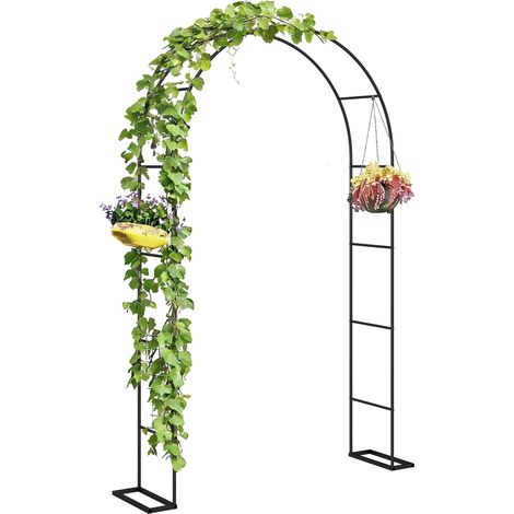 Gartenbogen Mit 2 Stützen Für Kletterpflanzen, Rosen Und Weinreben. Hochzeitsbogen. 145 X 39 X 237 Cm. Schwarz.