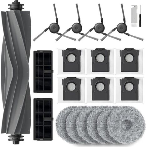 Dreame X40 Ultra Staubsauger-zubehörset – 20-teilig: Hauptbürste, 4 Seitenbürsten, 2 Hepa-filter, 6 Reinigungstücher, 6 Beutel