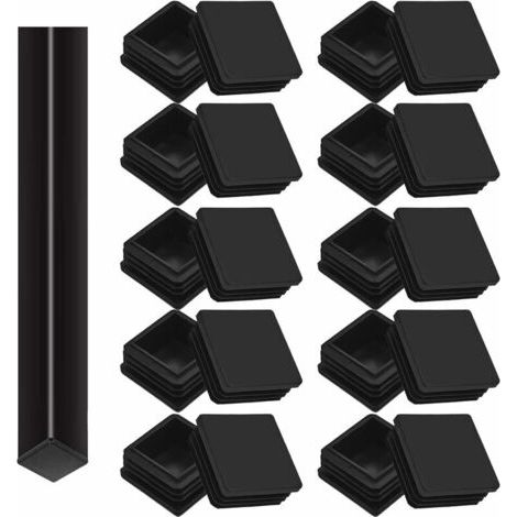 Packung Mit 20 Vierkantrohrstopfen, 40 X 40 Mm, Lamellenstopfen Für Vierkantrohre, Kunststoff-fußkappen, Für Tisch-, Stuhl- Und Möbelbeine (schwarz)