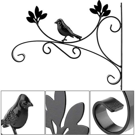 Schwarzer Haken, Vogelförmiger Hängepflanzenhänger Aus Metall, Halterung Für Hängekörbe Für Garten Und Balkon