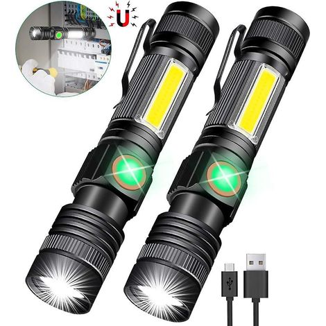 Mini-taschenlampe Mit Magnetverschluss, Tragbar, Usb-aufladbar, 2 Stück, Zoom, Arbeitsleuchte