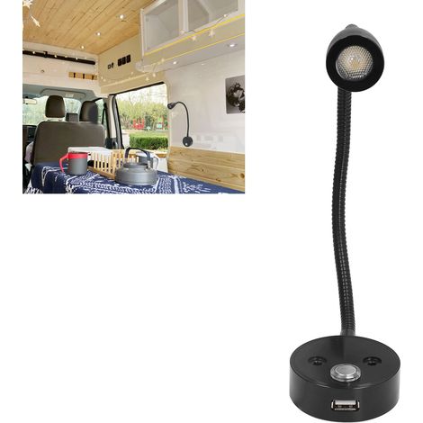 Leselampe Für Den Innenbereich, Geeignet Für Wohnmobil, Auto Und Boot – Schwarz, Verstellbar Und Dimmbar, 10–30 V
