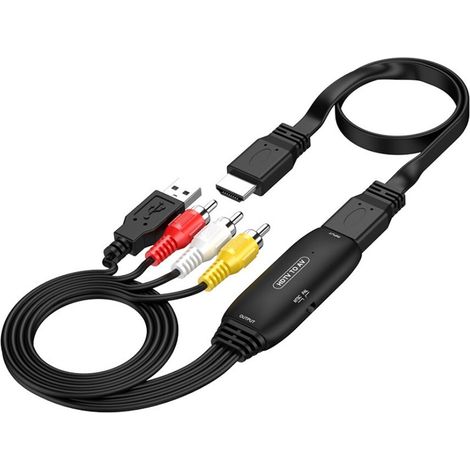 Hdmi-zu-av-konverter Mit Integriertem Kabel – Adapter Zum Anschluss Von Hdmi-geräten An Ältere Fernseher, Hdmi Auf Rca