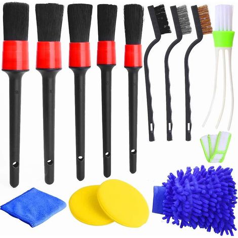 Set Mit 13 Autoreinigungsbürsten Für Felgen, Armaturenbrett, Innenraum, Außenbereich, Leder, Lüftungsschlitze, Embleme, Bürste D
