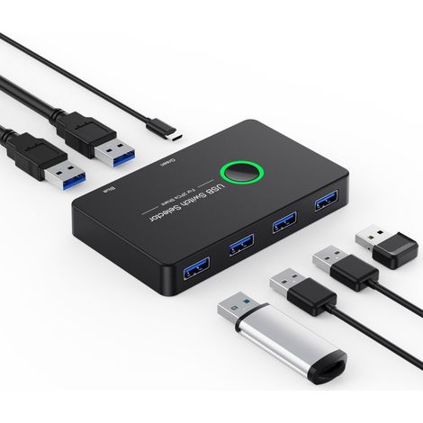 2-port-usb-a-zu-4-port-usb-3.0-switch, Usb-sharing-adapter