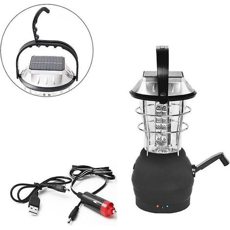 Leuchte, Tragbare Laterne, Solarlaterne, Schwarze Dynamo-handkurbel-campinglaterne Mit 36 Leds, Notleuchte, Geeignet Für Outdoor-camping