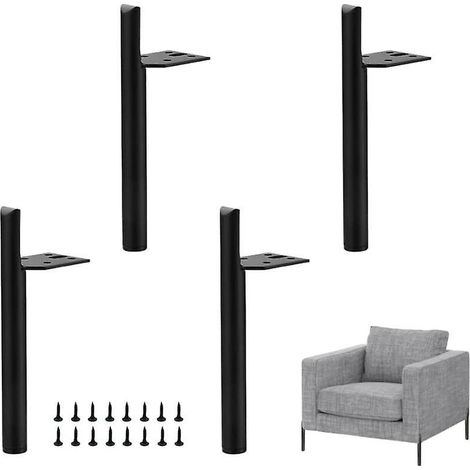 Set Mit 4 Metall-sofabeinen, 15 Cm, Schwarz, Möbelbeine Für Tische Und Schränke, Inklusive Schrauben