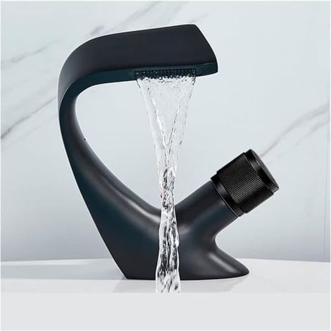 Wandmontierte Waschtischarmatur – Moderne Wasserfallarmatur Für Badezimmer, Schwarz