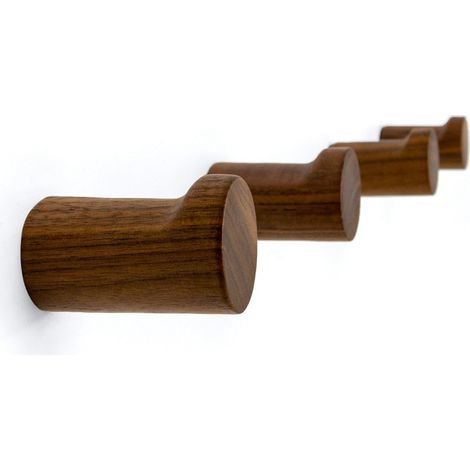Wandhaken Aus Schwarzem Walnussholz, Handgefertigte Dekohaken, Minimalistische Hängehaken, 4er-set