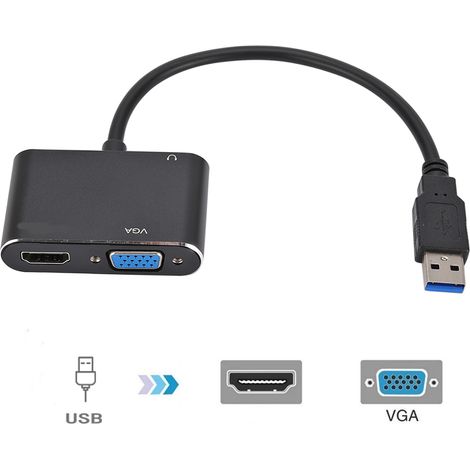 Usb 3.0 Zu Hdmi Und Vga Adapter, 2 In 1, Kompatibel Mit 1080p Und Windows Xp/7/8/10