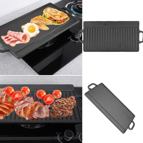 Doppelseitige, Antihaftbeschichtete Grillpfanne Aus Gusseisen – Back- Und Kochplatte