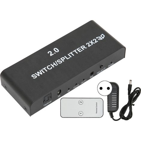 4k 60hz Hdmi-splitter, 2 Eingänge, 2 Ausgänge Für Hochauflösende Videoübertragung, 100–240 V (eu)