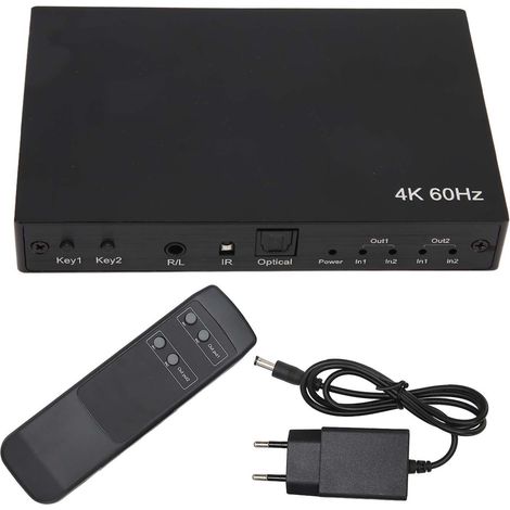 4k 60hz 2x2 Hdmi-switch Mit Splitter, Hdr10, Hdcp2.2, 1080p, 3d, 100–240 V Eu-netzteil