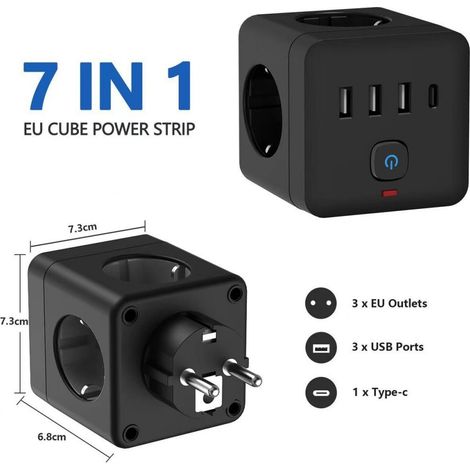 7-in-1-reiseadapter Für Europa, Universalstecker Mit Usb-anschlüssen