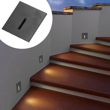 3000k Led-treppenleuchte Für Den Innen- Und Außenbereich, Stufenbeleuchtung, Flurecke, 100–240 V, Schwarz