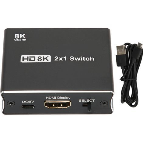 Hdmi-switch Mit 2 Eingängen Und 1 Ausgang, 8k 60hz, 4k 120hz, High Speed Für Ps5, Pc Und Tv