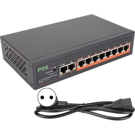 8-port 10/100 Mbit/s 90 W Poe-switch, Aluminiumlegierung, Led-anzeige, Adaptive Ports, Eu-stecker