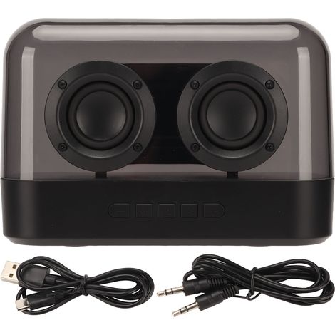 Tragbarer Bluetooth-lautsprecher Mit Stereo-subwoofer, Farbiger Led Und Speicherkartenwiedergabe – Transparentes Design