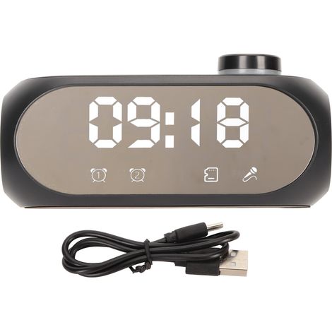 Kabelloser Bluetooth-lautsprecher Mit Rgb-beleuchtung, Kraftvollem Bass, Temperaturanzeige, Fm-radio, Spiegelwecker Und Sprachansagen – Schwarz