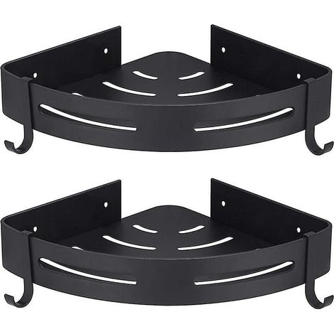 2 Stück Schwarze Eckduschablage Aus Aluminium, Kein Bohren Erforderlich