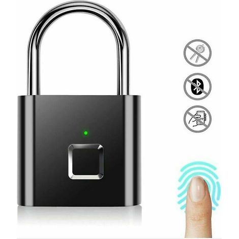 Fingerabdruck-vorhängeschloss, Wasserdicht, Schlüssellos, Usb-aufladbar, Für Drinnen Und Draußen, Schwarz