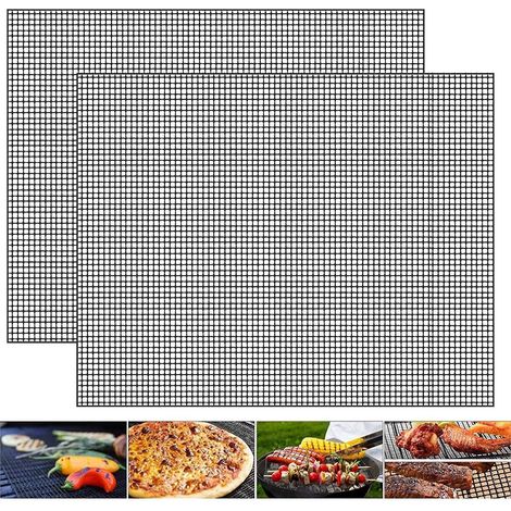 Stück Grillgitter, 33 X 40 Cm, Schwarze Teflon-grillmatten, Hitzebeständiges Grillgitter, Zuschneidbares Grillgitter, Grillmatten Zum Kochen Im Freien