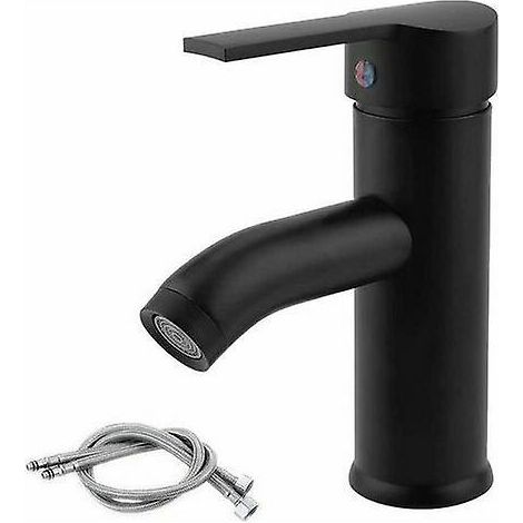 Waschbeckenarmatur (schwarz), Warm- Und Kaltwasserarmatur, Edelstahl-badezimmerarmatur, Geeignet Für Waschbecken Und Waschtische