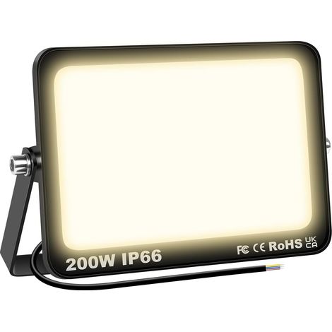 200-w-led-flutlicht Für Den Außenbereich, 20.000 Lm Warmweißes Licht (3000 K), Ip66 Wasserdichte Außenbeleuchtung Für Terrasse, Garten, Garage, Balkon, Fabrik Und Eingangsbereich