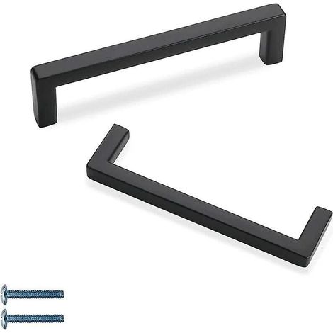 Set Mit 2 Edelstahl-möbelgriffen, 160 Mm, Schranktürgriffe Mit Schrauben, Schwarz