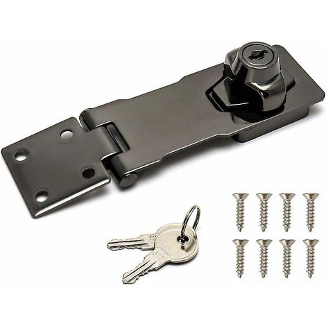 Sicherheitsschloss, 4/10 Cm, Schwarz, Verriegelungsvorrichtung Mit Schlüssel Und Schrauben Für Tür-, Haustür- Und Garagentorschlösser