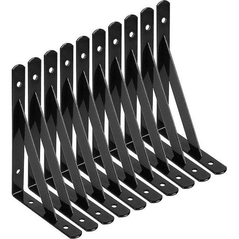 Wandregalhalterung (schwarz), 12 Dreieckige Stahlhalterungen 90 Grad, Regalhalterung 150 Mm X 95 Mm, Halterung Mit 48 Schrauben (24 Lang/kurz)