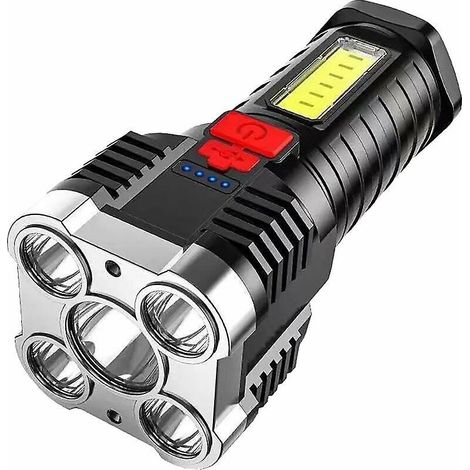 Eine Helle Fünf-led-taschenlampe, Wiederaufladbar Über Usb, Mit Langer Akkulaufzeit, 6,4 X 14 Cm.