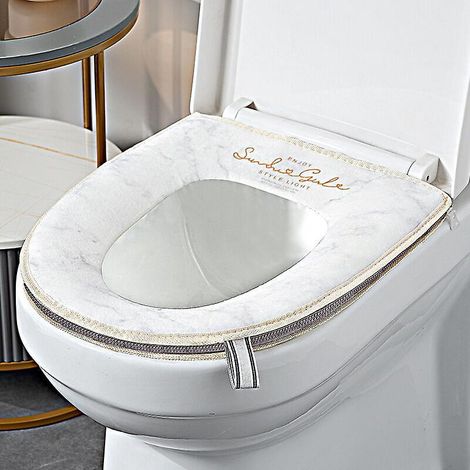 Set Mit 2 Dicken Und Weichen Wc-sitzbezügen, Wc-sitzbezüge Für Erwachsene Mit Haltegriff, Weichem Kissen Und P