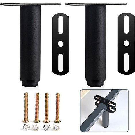 Set Mit 2 Verstellbaren Bettbeinen (15–27 Cm), Schwarz, Für Lattenroste, Möbelfüße Für Kleiderschrank Und Sofa