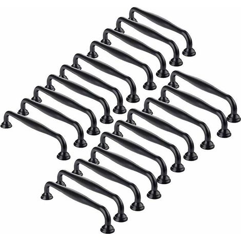 Set Mit 20 Türgriffen (96 Mm) Für Schränke Und Schubladen, Inklusive Schrauben, Schwarz