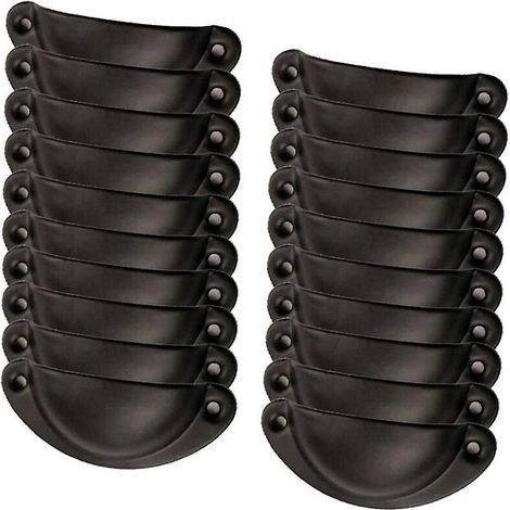 20x Vintage Muschel-möbelgriffe, Schwarz, 82 Mm Knöpfe Für Schubladen Und Schränke, Inklusive Schrauben