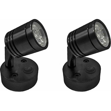Stück 12v Led (schwarz) Spot-wandleselampe, Nachttischlampe, Verstellbarer Schalter, Flexible Zylindrische Innenbeleuchtung Für Wohnmobile Und Wohnwagen