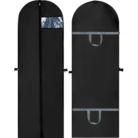 Lange Kleidersäcke 180 X 60 Cm, 2er-set, Schwarz, Feuchtigkeitsbeständige Lange Kleidersäcke, Hängende Kleidersäcke Für Anzüge, Kleider, Mäntel