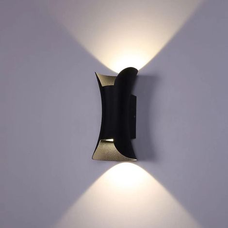 Schwarze Led-wandleuchte, 10 W, Außen- Und Innenstrahler, Moderne Außenwandleuchte Aus Aluminium, Schutzart Ip65, Nach Oben/unten Gerichteter Spot, Warmweißes Licht