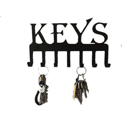 Dekorativer Buchstaben-schlüsselanhänger (schwarz), Schlüsselanhänger Mit 7 Haken, Moderner Wanddeko-schlüsselanhänger