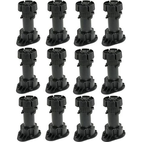 Set Mit 12 Verstellbaren Möbelfüßen, Kunststoff-schrankfüße Mit Clip-befestigungsfuß, Höhe 120–150 Mm