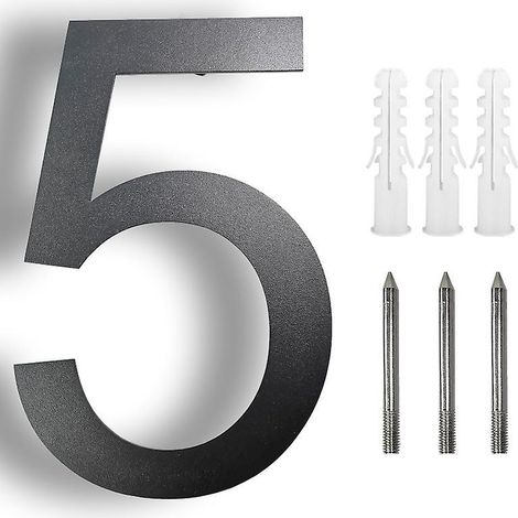 Schwarze Hausnummer, 12,4 Cm (4,9 Zoll), Moderne Wohnhausnummer Für Schwebende Aluminium-unterputzmontage