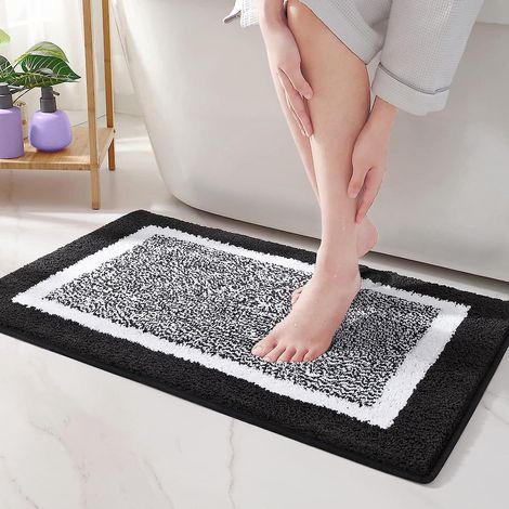 40 X 60 Cm, Schwarze, Rutschfeste Badematte, Weiche Mikrofaser-badematte, Saugfähige, Maschinenwaschbare Duschmatte