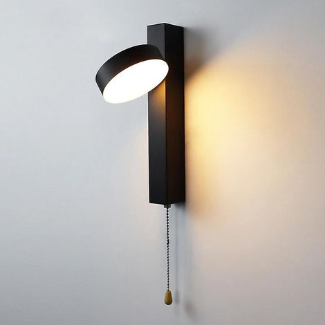 Schwarze, Warmweiße 9-w-led-wandleuchte Mit 360° Drehbarem Zugschalter, Geeignet Für Wohnzimmer, Schlafzimmer Und Küche.